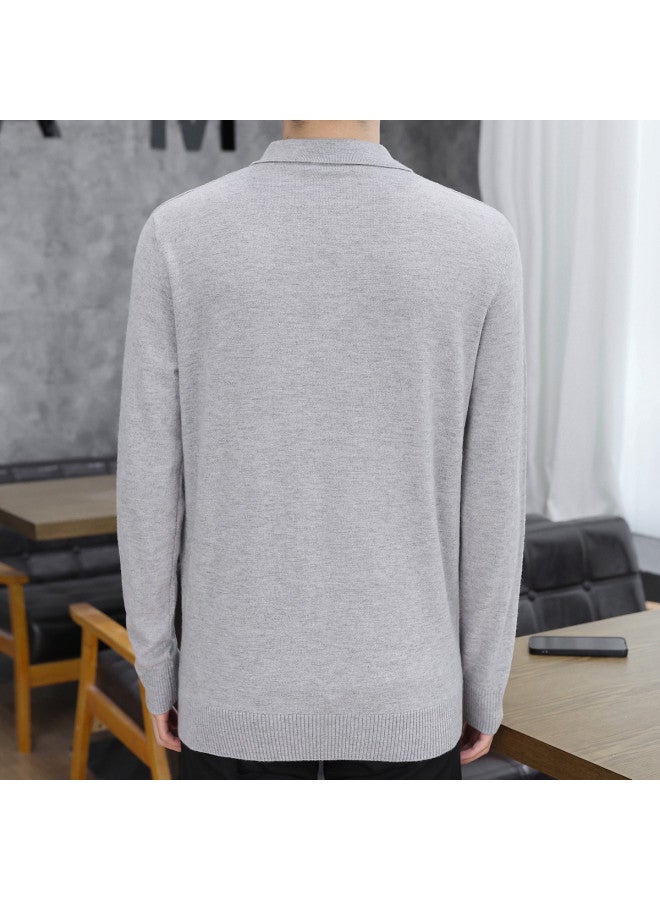 Fapai Casual Comfort Business Turn Collar Knitted Wool Sweater - Image 3