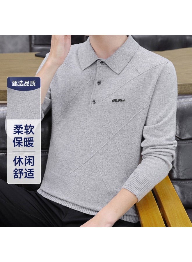 Fapai Casual Comfort Business Turn Collar Knitted Wool Sweater - Image 2