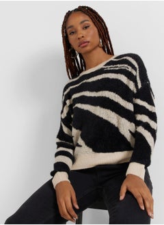 Crew Neck Printed Sweater