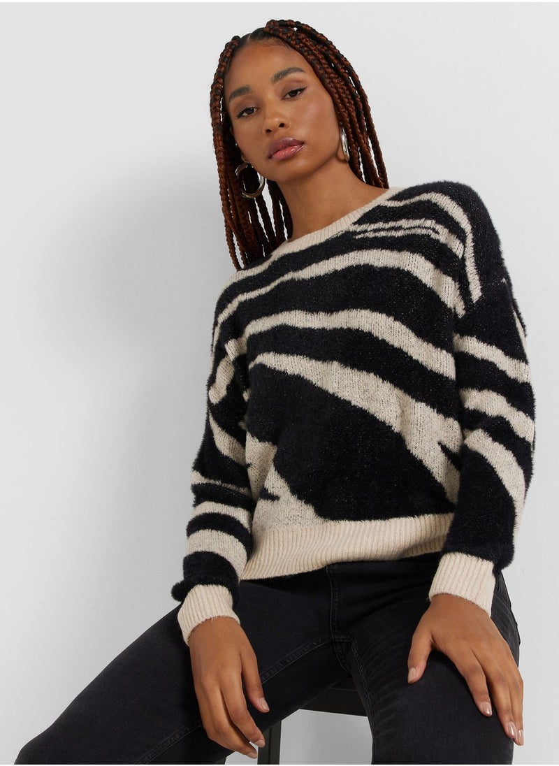 ONLY - Crew Neck Printed Sweater - Image 1