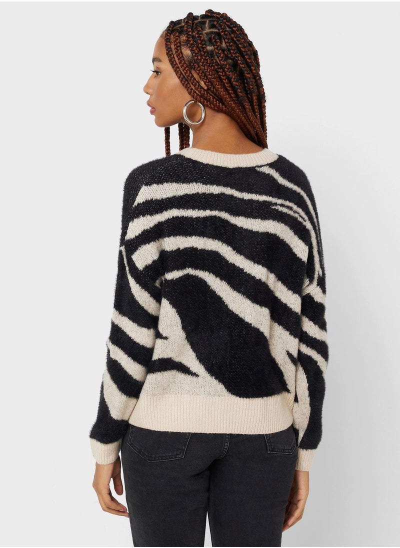 ONLY - Crew Neck Printed Sweater - Image 1