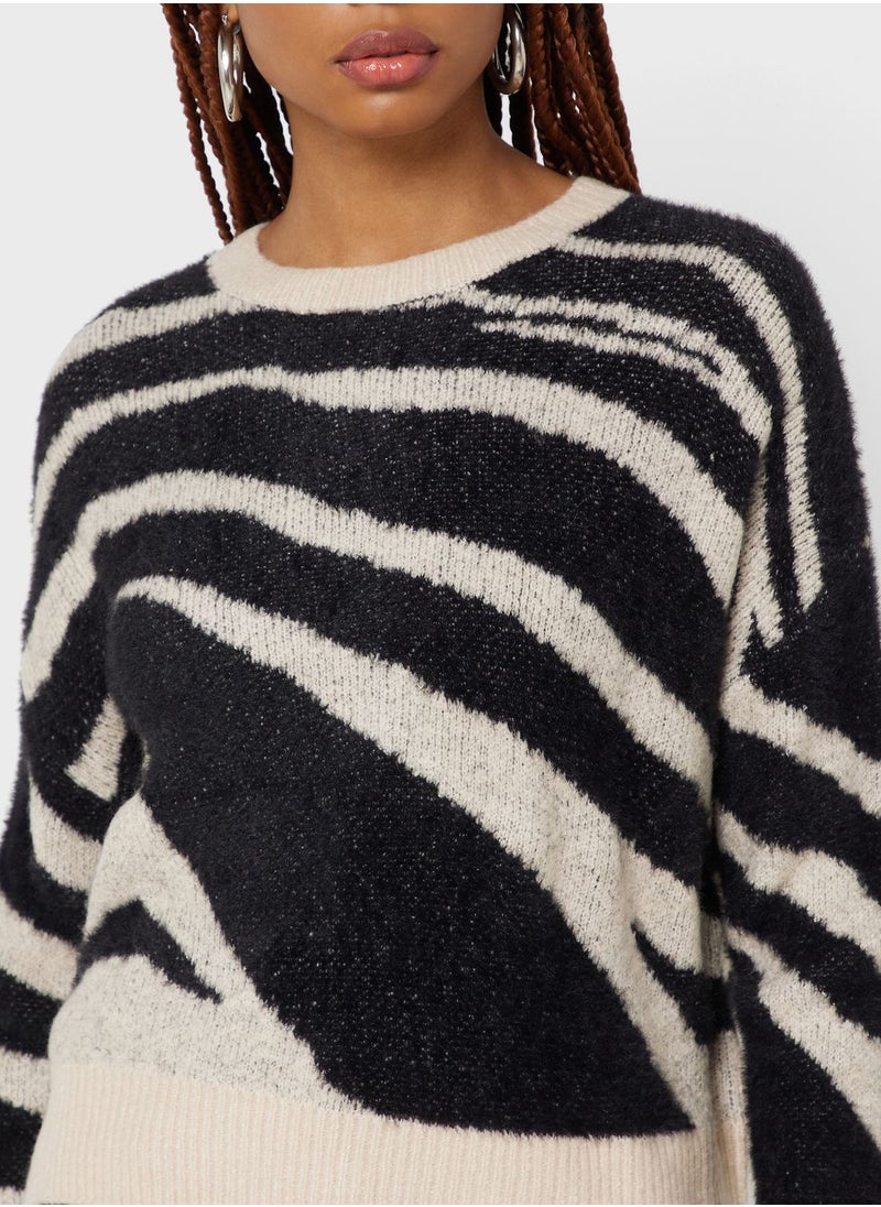 ONLY - Crew Neck Printed Sweater - Image 1