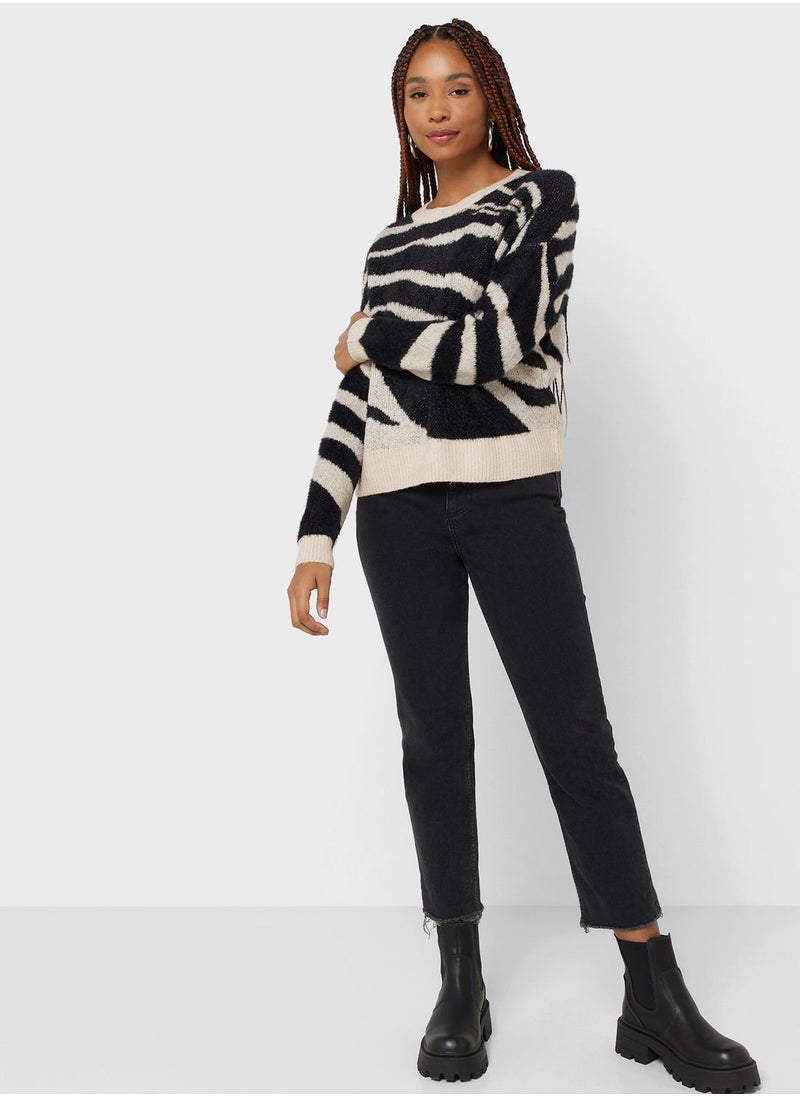 ONLY - Crew Neck Printed Sweater - Image 1