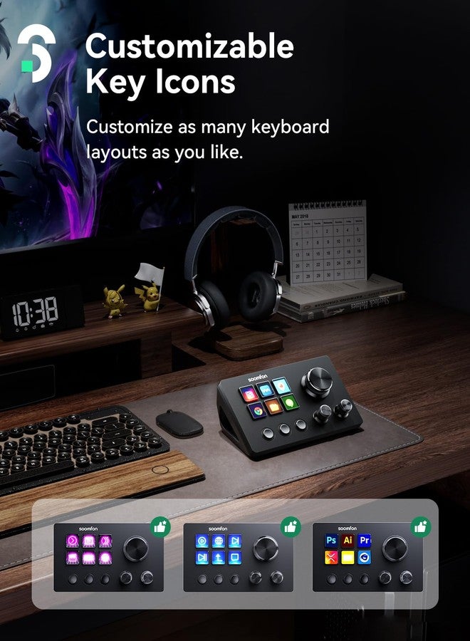SOOMFON Stream Controller SE Stream Control Deck with 6 Customizable LCD Macro Keys to Trigger Actions in OBS Twitch YouTube for Content Creators Streaming Gaming Compatible with PC & Mac - Image 5