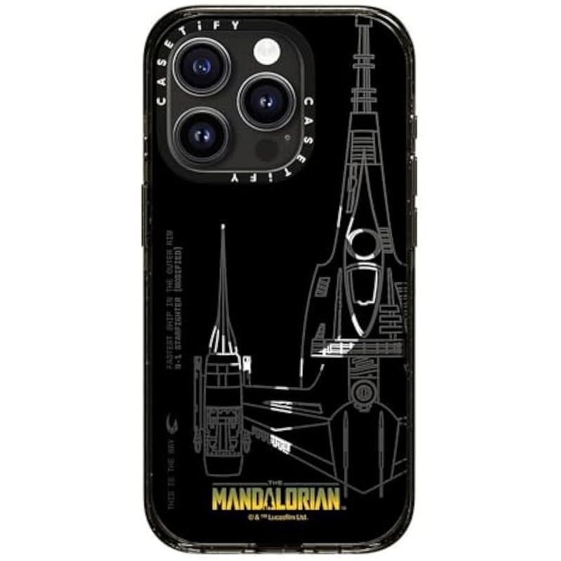 Casetify Impact iPhone 15 Pro Case 【Mandalorian Co-Lab / 8.2ft Drop Protection/Compatible with Magsafe】 - N-1 Starfighter - Clear Black - Image 4