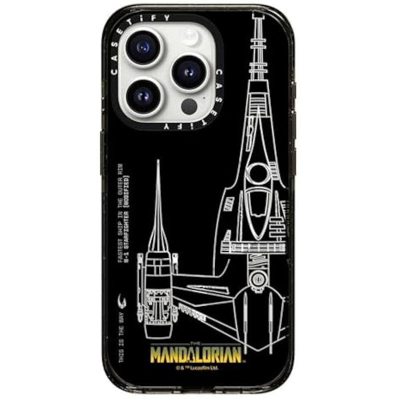 Casetify Impact iPhone 15 Pro Case 【Mandalorian Co-Lab / 8.2ft Drop Protection/Compatible with Magsafe】 - N-1 Starfighter - Clear Black - Image 3