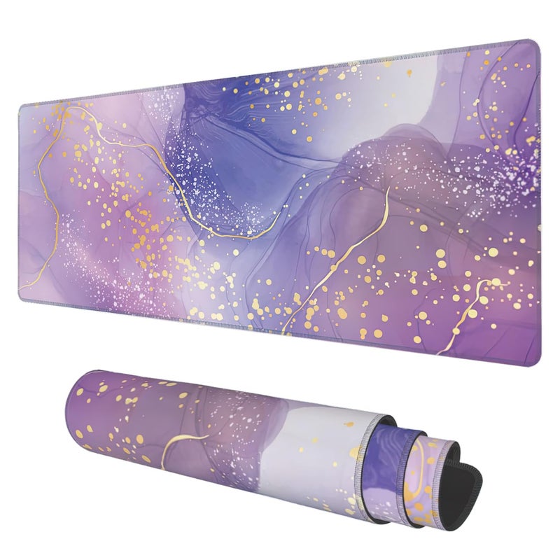 Desk Mat Purple Rose and Lavender Liquid Marble Extended Gaming Mouse Pad Large 315x118 Big Mouse Pad with NonSlip Base and Stitched Edge Long Computer Keyboard Mouse Mat for Home Office Work