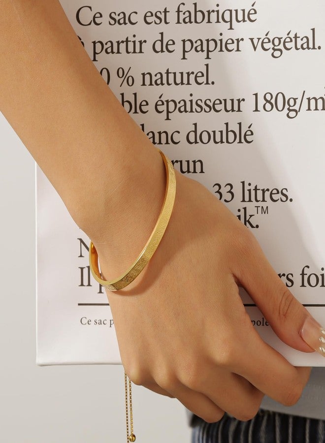 Leaocean Cuff bracelets for women Islamic Jewelry Gifts for Women Allah Gold Bangles Bracelets Ayatul Kursi Arabic Cuff Bracelet for Women Men Islam Eid Ramadan New Year Gifts (I-SFB0307-GOLD) - Image 4