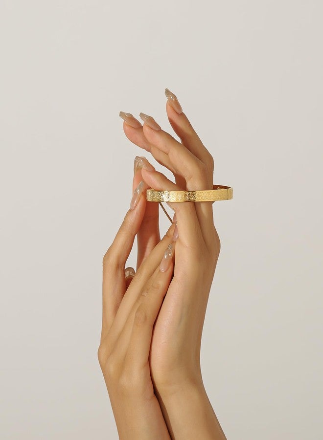 Leaocean Cuff bracelets for women Islamic Jewelry Gifts for Women Allah Gold Bangles Bracelets Ayatul Kursi Arabic Cuff Bracelet for Women Men Islam Eid Ramadan New Year Gifts (I-SFB0307-GOLD) - Image 3
