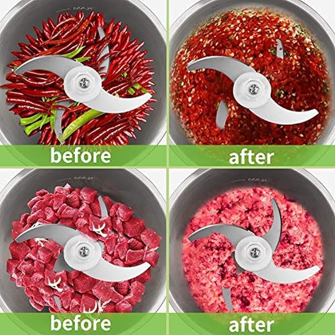 CHALISA Stainless Steel Electric Meat Grinders with Bowl and Sharp Blades for Heavy Food Chopper,blender,Mixer, Meat, Vegetables, Onion Slicer Garlic Food Processor (3L, 300 Watts) - Image 2