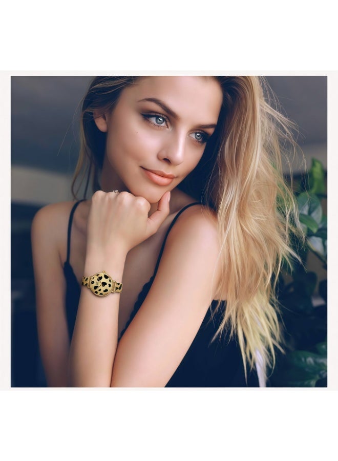 SK Shengke Women's Quartz Watch with Gold Leopard Print, 30M Waterproof, Small Personality - Image 5