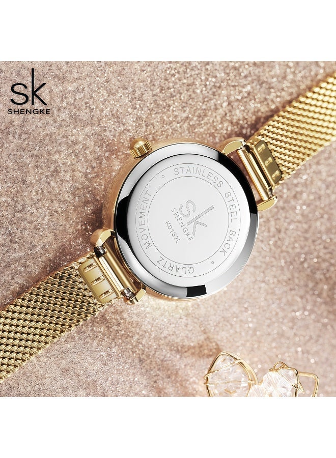 SK Shengke Women's Quartz Watch with Gold Leopard Print, 30M Waterproof, Small Personality - Image 3