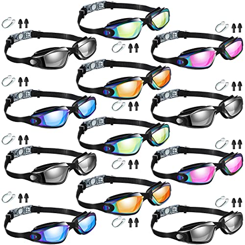 Flutesan 12 Pcs Swimming Goggles Adult Swim Goggles for Men Women Youth No Leaking UV Full ProtectionClassic Color - Image 1