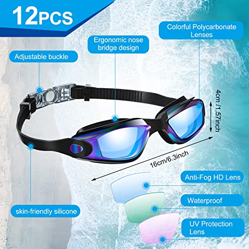 Flutesan 12 Pcs Swimming Goggles Adult Swim Goggles for Men Women Youth No Leaking UV Full ProtectionClassic Color - Image 3