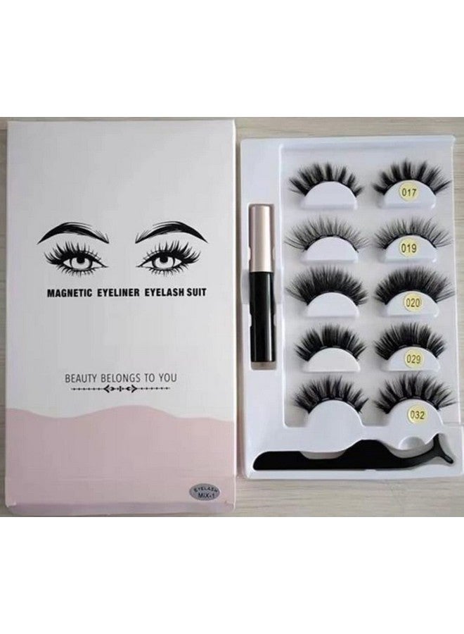 Vinayakart Magnetic Eyelashes With Eyeliner, 3D Magnetic Eyelashes Kit, 5 Pairs Reusable Magnetic False Eyelashes With Tweezers Inside (17/19/20/29/32) - Image 2