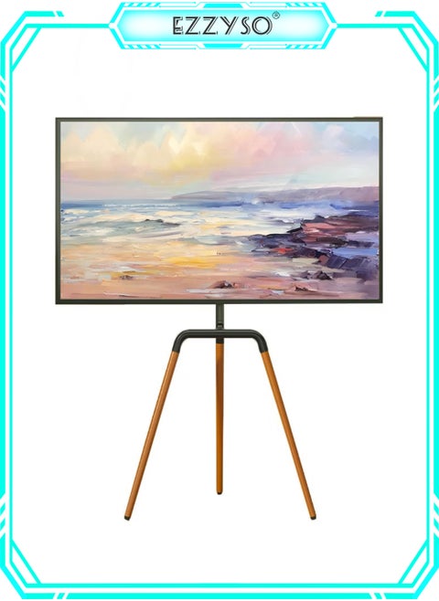 Modern Art TV Floor Stand, Universal TV Stand with 90°Swivel, Corner TV Stand with Tripod Base for 45-65-inch LED, LCD, OLED Flat and Curved Screens