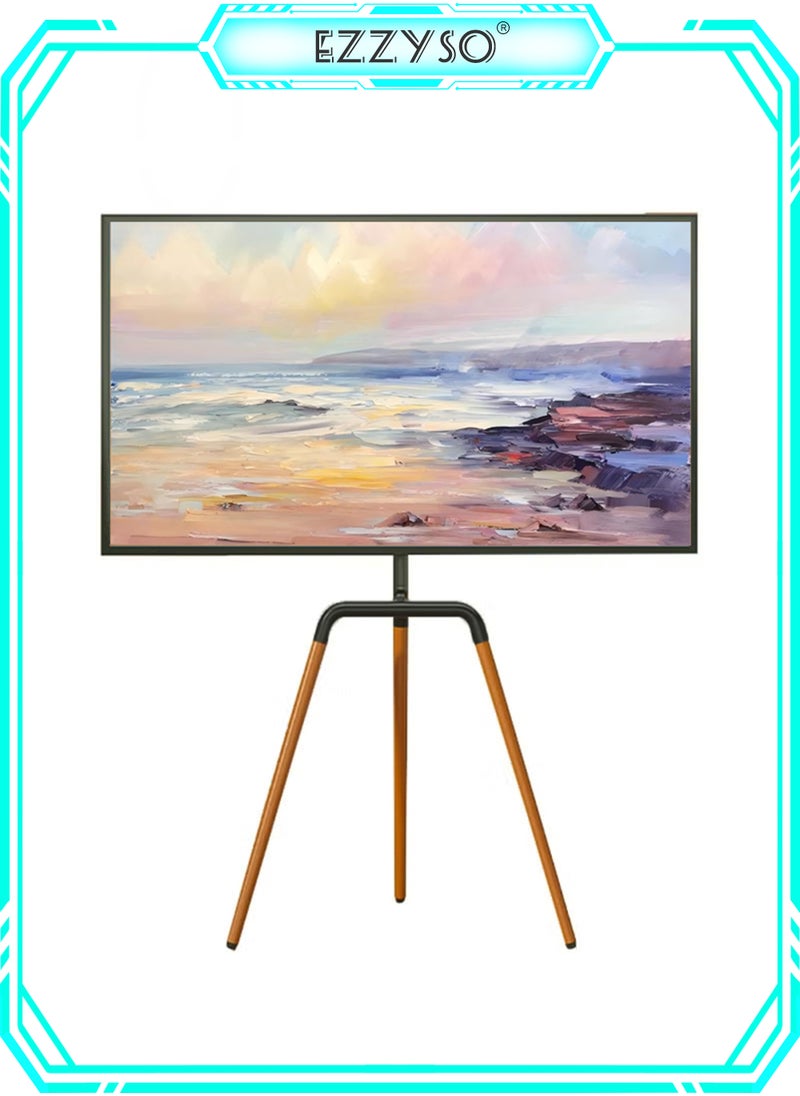 Modern Art TV Floor Stand, Universal TV Stand with 90°Swivel, Corner TV Stand with Tripod Base for 45-65-inch LED, LCD, OLED Flat and Curved Screens