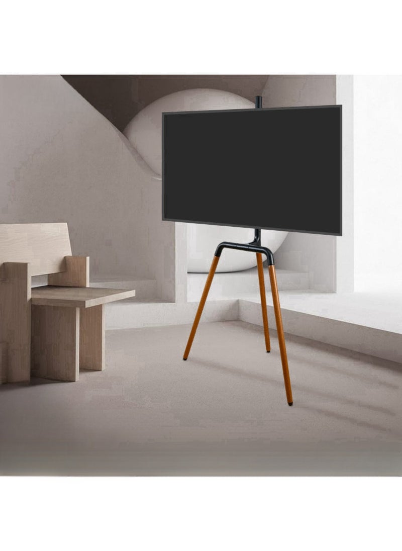 Modern Art TV Floor Stand, Universal TV Stand with 90°Swivel, Corner TV Stand with Tripod Base for 45-65-inch LED, LCD, OLED Flat and Curved Screens