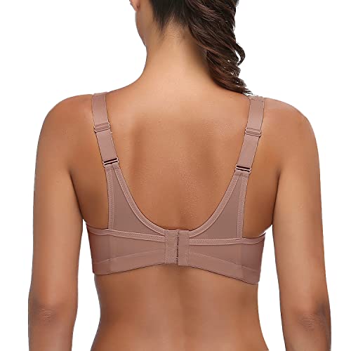Wingslove Women's Full Coverage High Impact Wirefree Workout Non Padded Sports Bra Bounce Control (Amber,34B) - Image 4