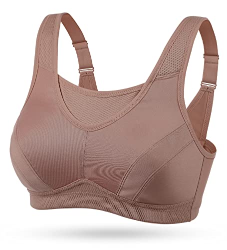 Wingslove Women's Full Coverage High Impact Wirefree Workout Non Padded Sports Bra Bounce Control (Amber,34B) - Image 1