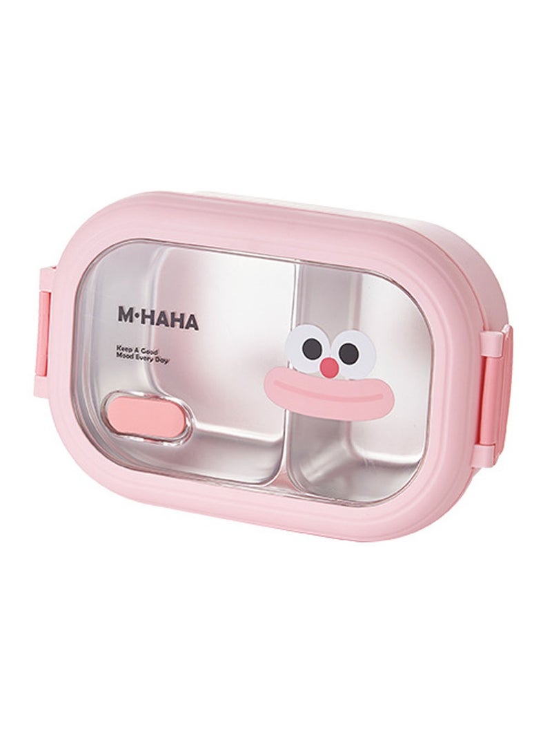 TYCOM Lunch Box for Kid School Insulated Bento Lunch Box 2 Compartment Divided Lunch Containers with Lids Leakproof BFA Free Dishwasher Safe Smile Pink.