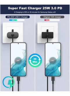 MMG 25W Super Fast Charger Type C for Samsung Galaxy S24, S23, S22, S22 Ultra, S22+, S21, S20, A15, A25, A35, A55 5G, A05, A54, A53, A34, A32 TAB,USB C Super Fast Charger Adapter with USB C Charging Cable  - Image 4