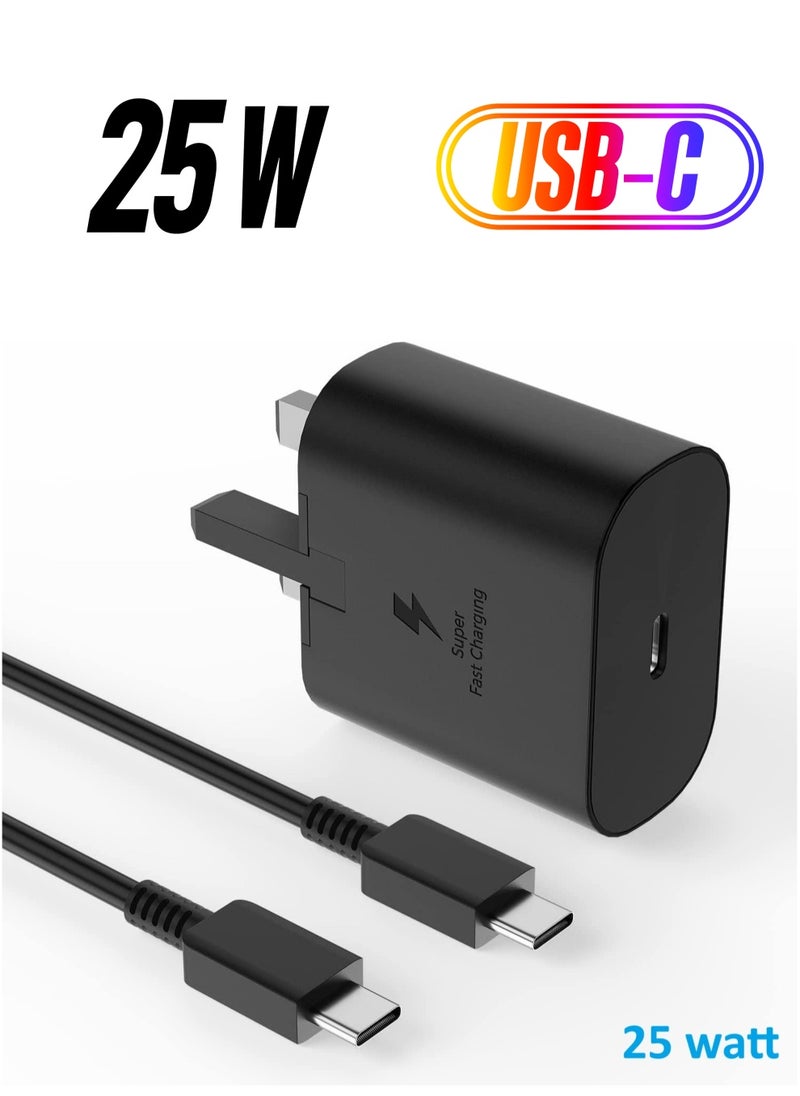 MMG - 25W Super Fast Charger Type C for Samsung Galaxy S24, S23, S22, S22 Ultra, S22+, S21, S20, A15, A25, A35, A55 5G, A05, A54, A53, A34, A32 TAB,USB C Super Fast Charger Adapter with USB C Charging Cable - Image 1