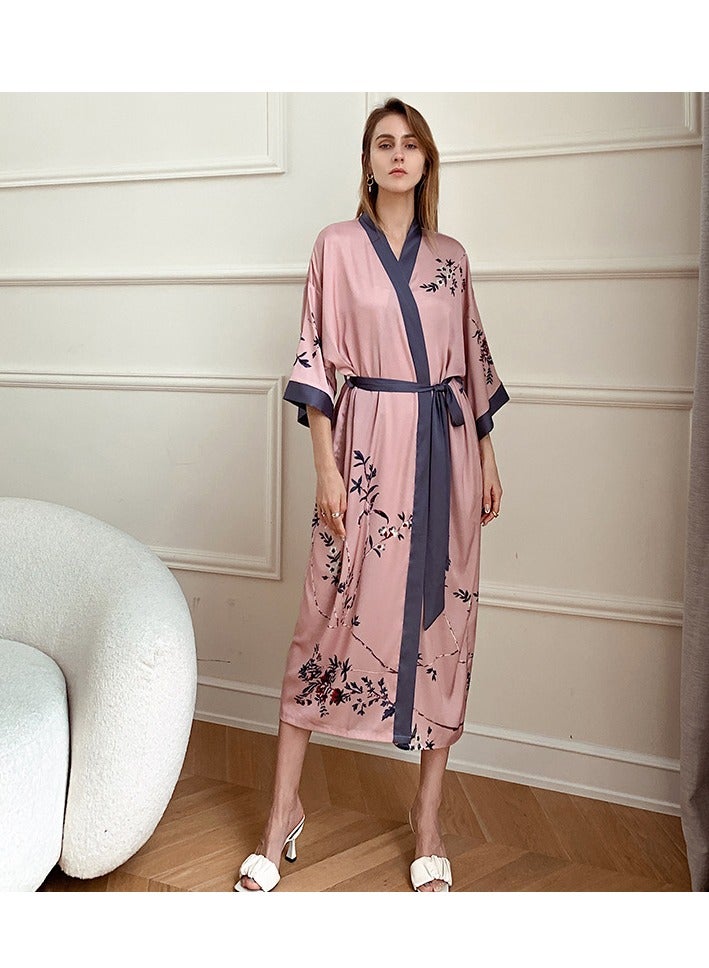 Tie Up Long Sleeved Sleeping Bathrobe Can Be Used As A Wedding Morning Gown Or Home Outfit  - Image 1