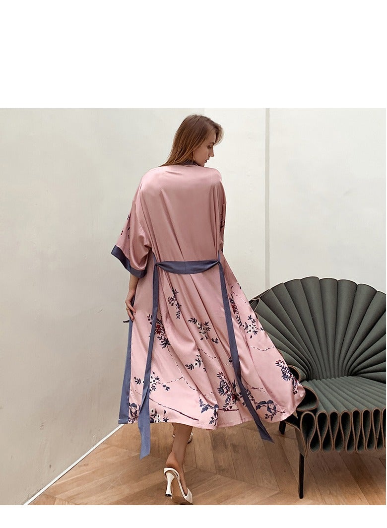 Tie Up Long Sleeved Sleeping Bathrobe Can Be Used As A Wedding Morning Gown Or Home Outfit  - Image 2