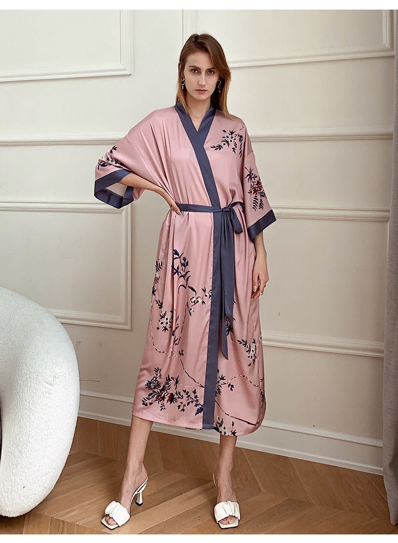 Tie Up Long Sleeved Sleeping Bathrobe Can Be Used As A Wedding Morning Gown Or Home Outfit  - Image 3