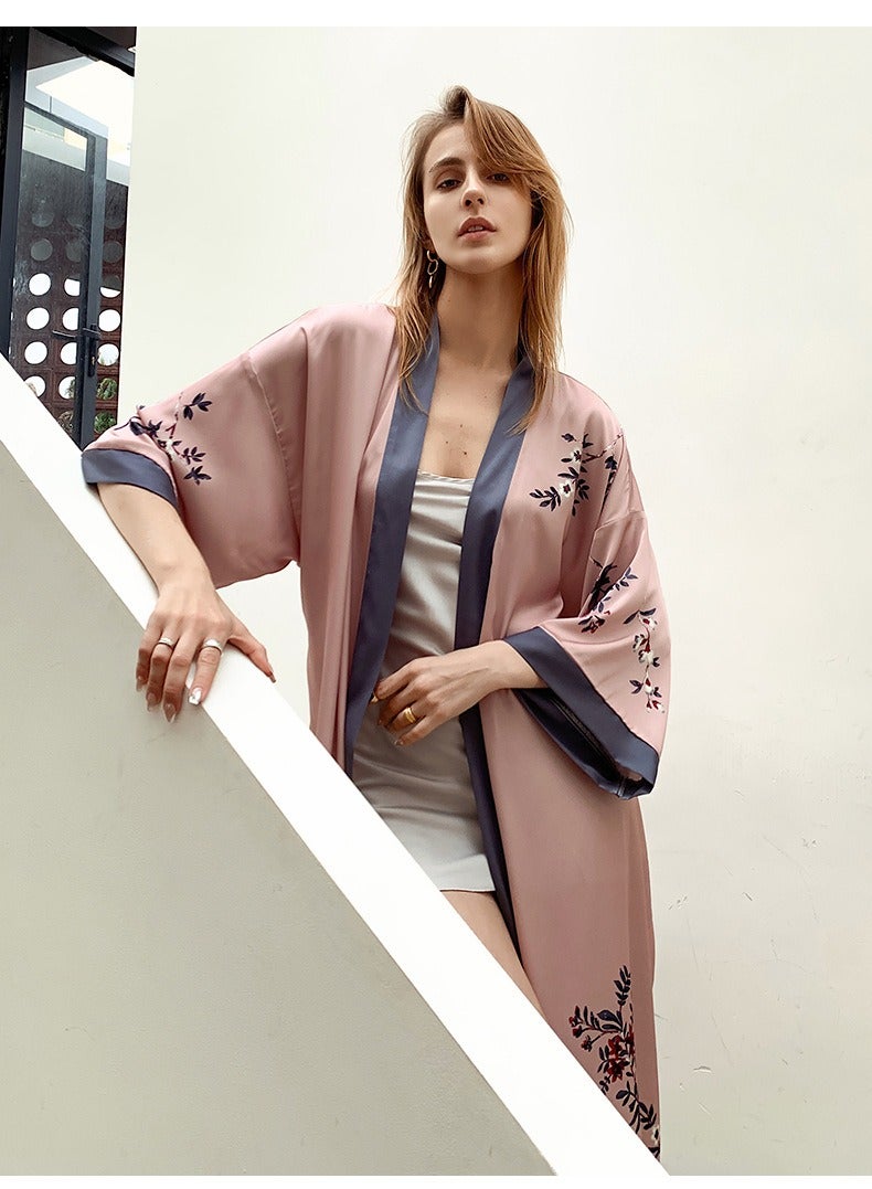 Tie Up Long Sleeved Sleeping Bathrobe Can Be Used As A Wedding Morning Gown Or Home Outfit  - Image 4