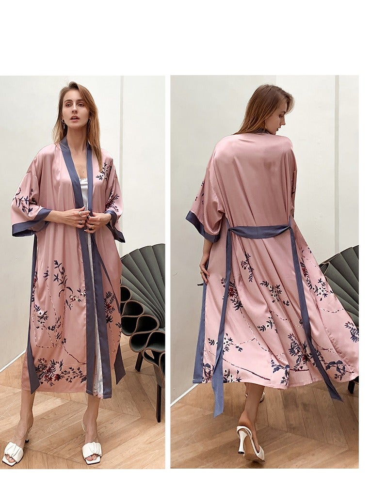 Tie Up Long Sleeved Sleeping Bathrobe Can Be Used As A Wedding Morning Gown Or Home Outfit  - Image 5