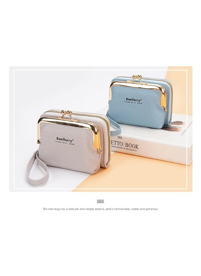 baellerry Women's Short Purse Korean Lychee Print Zipper Organ Card Bag Mini Bag for Women  - Image 2
