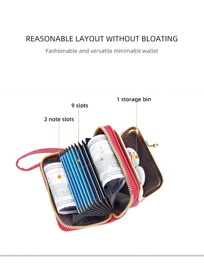 baellerry Women's Short Purse Korean Lychee Print Zipper Organ Card Bag Mini Bag for Women  - Image 5