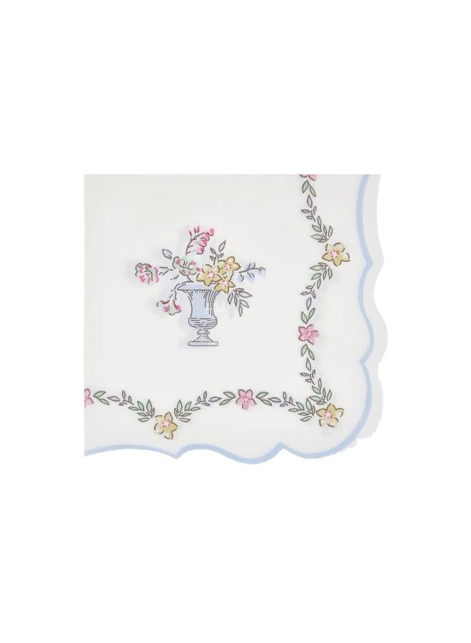 Meri Meri Chintz Border Large Napkins - Pack of 16 Paper Napkins with Waved Edge, Rococo Floral Design, Elegant Tableware for Garden Lunches, Afternoon Teas and Parties - Image 1