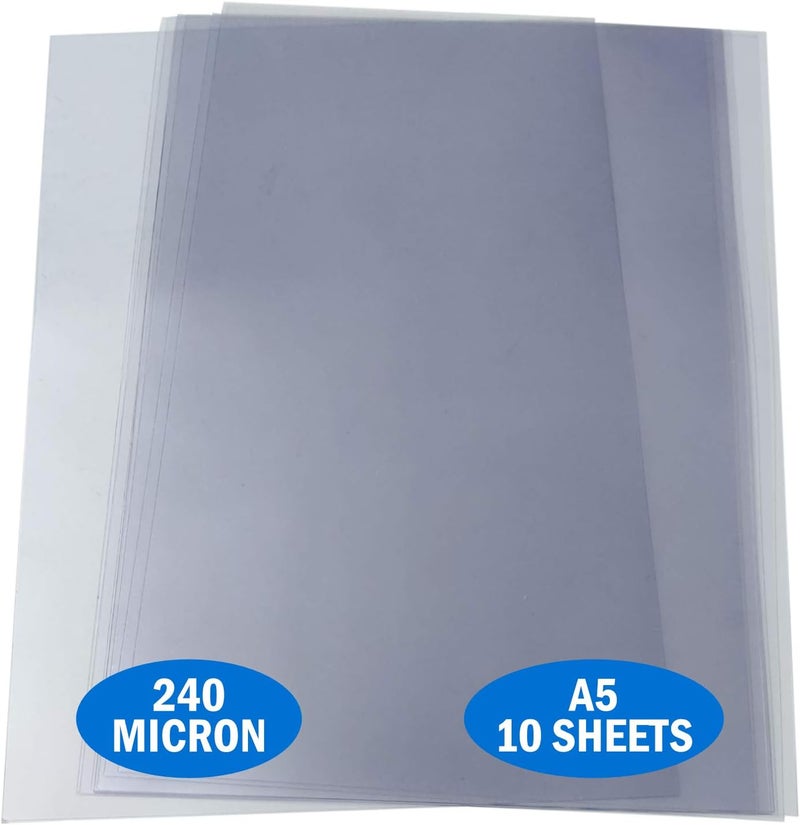 Essential Arts Clear Acetate 240 Micron Bulk Pack. Extra Thick PVC Binding Cover Ideal for Etching, Craft, Stencils Picture Frames and Gifts – A3, A4 or A5 (A5 Pack 10 Sheets, millimeters) - Image 1