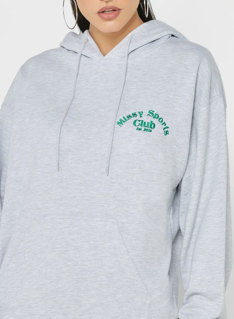 MISSY EMPIRE Pocket Detail Oversized Hoodie