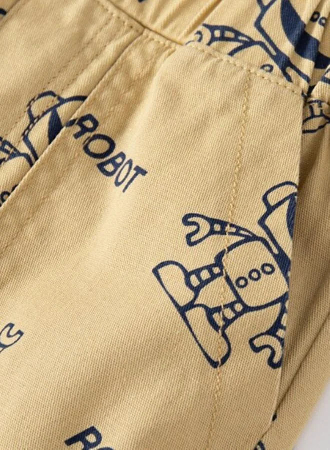 YUNIQEE Beige Regular Fit Mid Rise Printed Shorts