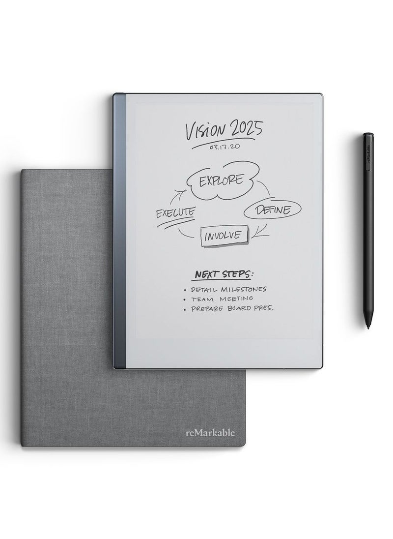 Remarkable - reMarkable 2 Paper Tablet 10.3" with Marker Plus and Book Folio in Gray Polymer Weave - Image 1
