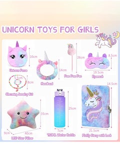 Garlo Unicorns Gifts for Girls, Kids Unicorn Toy Set with Light Up Star Pillow Water Bottle Plush Diary Birthday for Little Girls Age 4 5 6 7 8 9 10  - Image 3