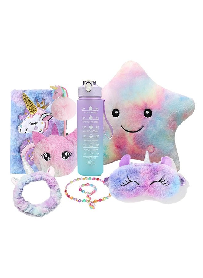 Garlo Unicorns Gifts for Girls, Kids Unicorn Toy Set with Light Up Star Pillow Water Bottle Plush Diary Birthday for Little Girls Age 4 5 6 7 8 9 10  - Image 1