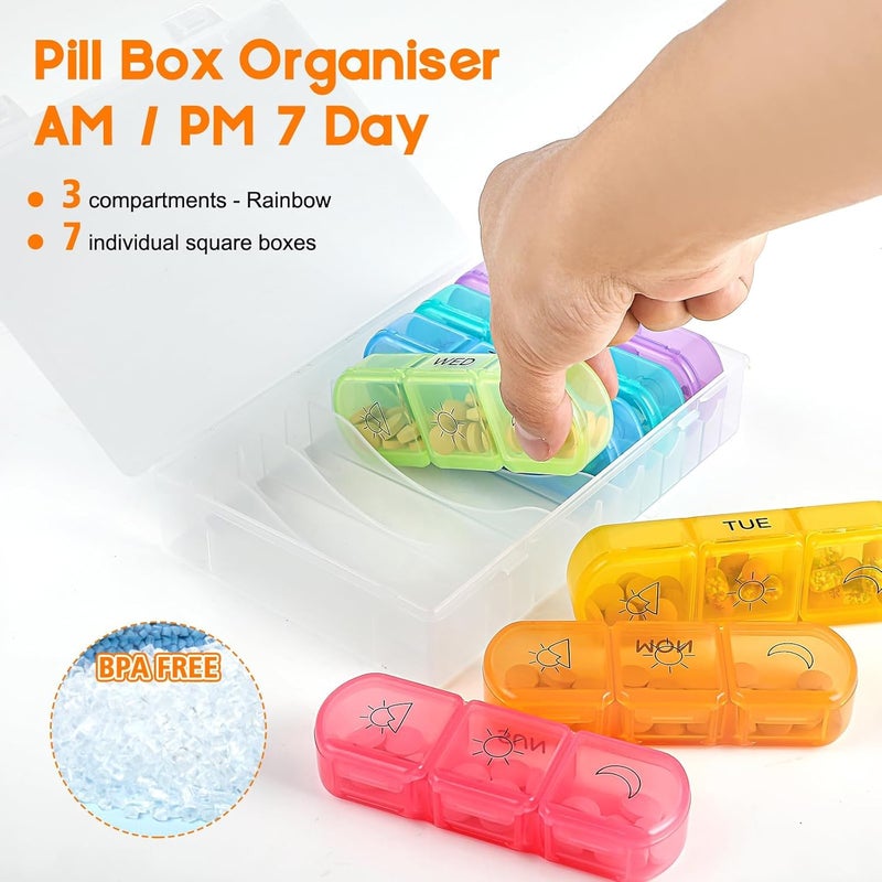3-Times a Day Pill Organizer - Extra Large 7 Day Pill Case with Removable Design - Image 2