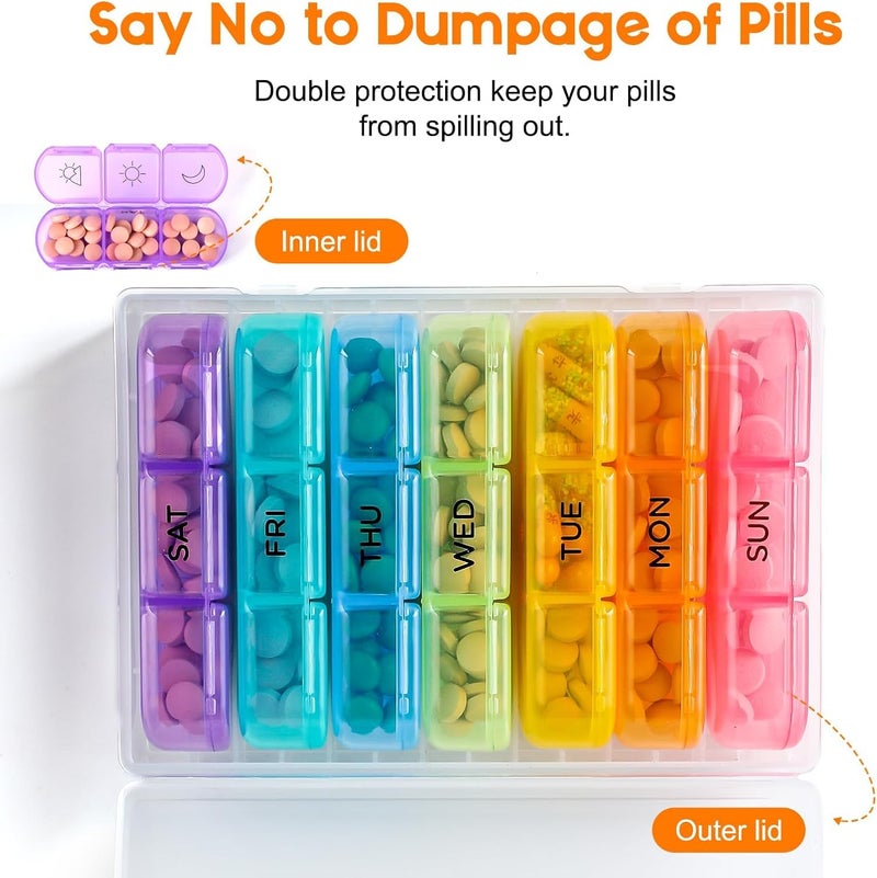 3-Times a Day Pill Organizer - Extra Large 7 Day Pill Case with Removable Design - Image 5