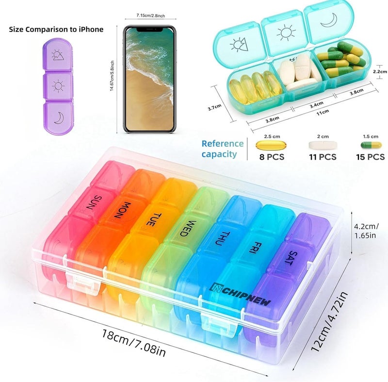 3-Times a Day Pill Organizer - Extra Large 7 Day Pill Case with Removable Design - Image 3