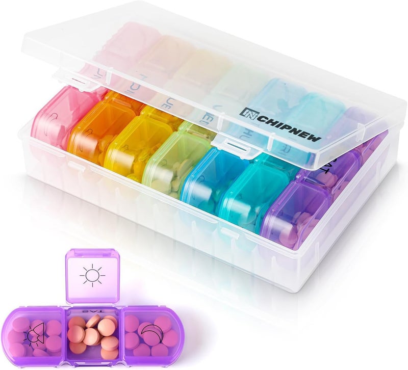 3-Times a Day Pill Organizer - Extra Large 7 Day Pill Case with Removable Design - Image 1