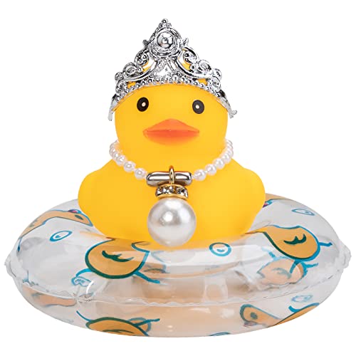 wonuu Car Duck Rubber Duck Car Ornaments Duck Car Dashboard Decorations with Mini Crown and Necklace CFemale Crown - Image 1