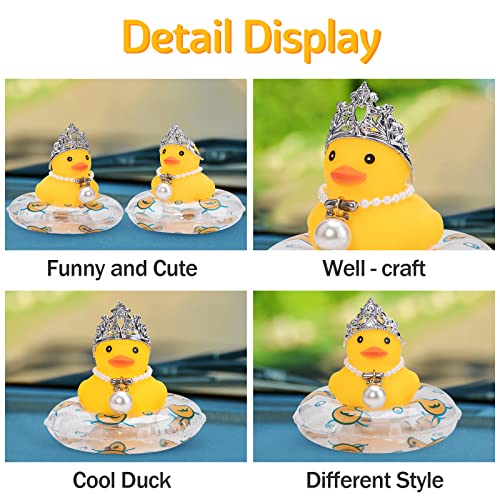 wonuu Car Duck Rubber Duck Car Ornaments Duck Car Dashboard Decorations with Mini Crown and Necklace CFemale Crown - Image 5