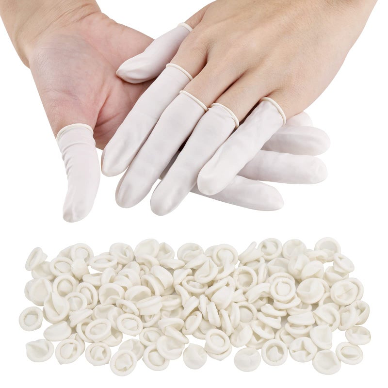 acDesign Finger Cots Small 300 Pcs Fingertips Protective Finger Cots White Disposable Finger Rubber Tips for Injured Finger,Cracked Finger,Sports - Image 1