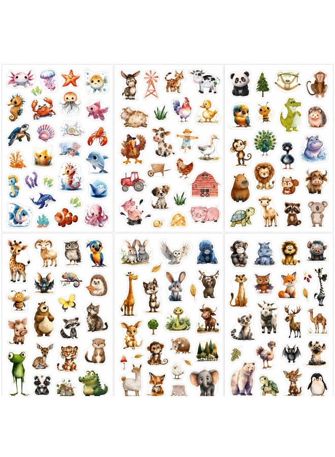 Capstro Kids Watercolor Animal Stickers – 6 Sheets Cute Cartoon Animal Stickers for Crafts, Journals, Scrapbooks & DIY Art Activities - Image 2