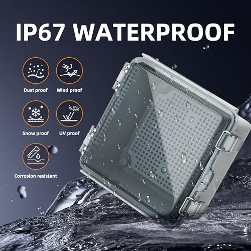Joinfworld Outdoor Electrical Box, Metal Outdoor Enclosure Box Waterproof IP65 Junction Vented Enclosure Weatherproof with Cold-Rolled Steel Plate Fan Din Rail Cable Gland 15.7"x11.8"x7.9" - Image 3